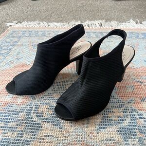 Life Stride Black Peep-Toe Slingback Heels